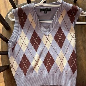 Haute Monde Purple and Brown Argyle Sweater Vest
